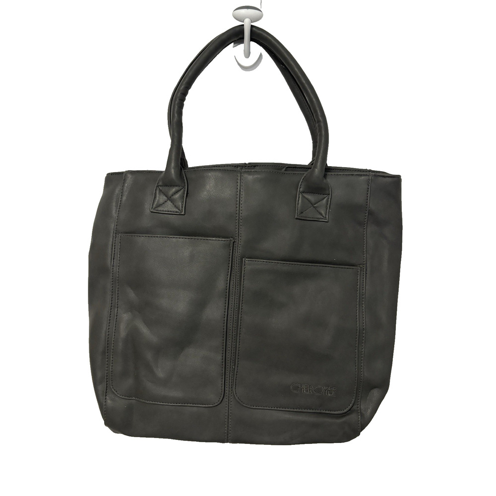 Cherokee Gray Faux Leather Tote Business‎ Office Travel Essential Basic Everyday
